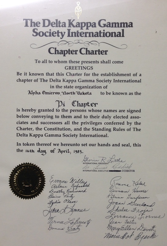 Pi Chapter Chater Certificate